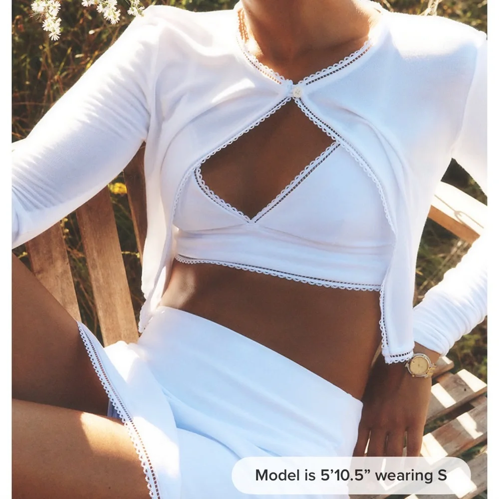 Alo affection cardigan/tennis skirt/bra set